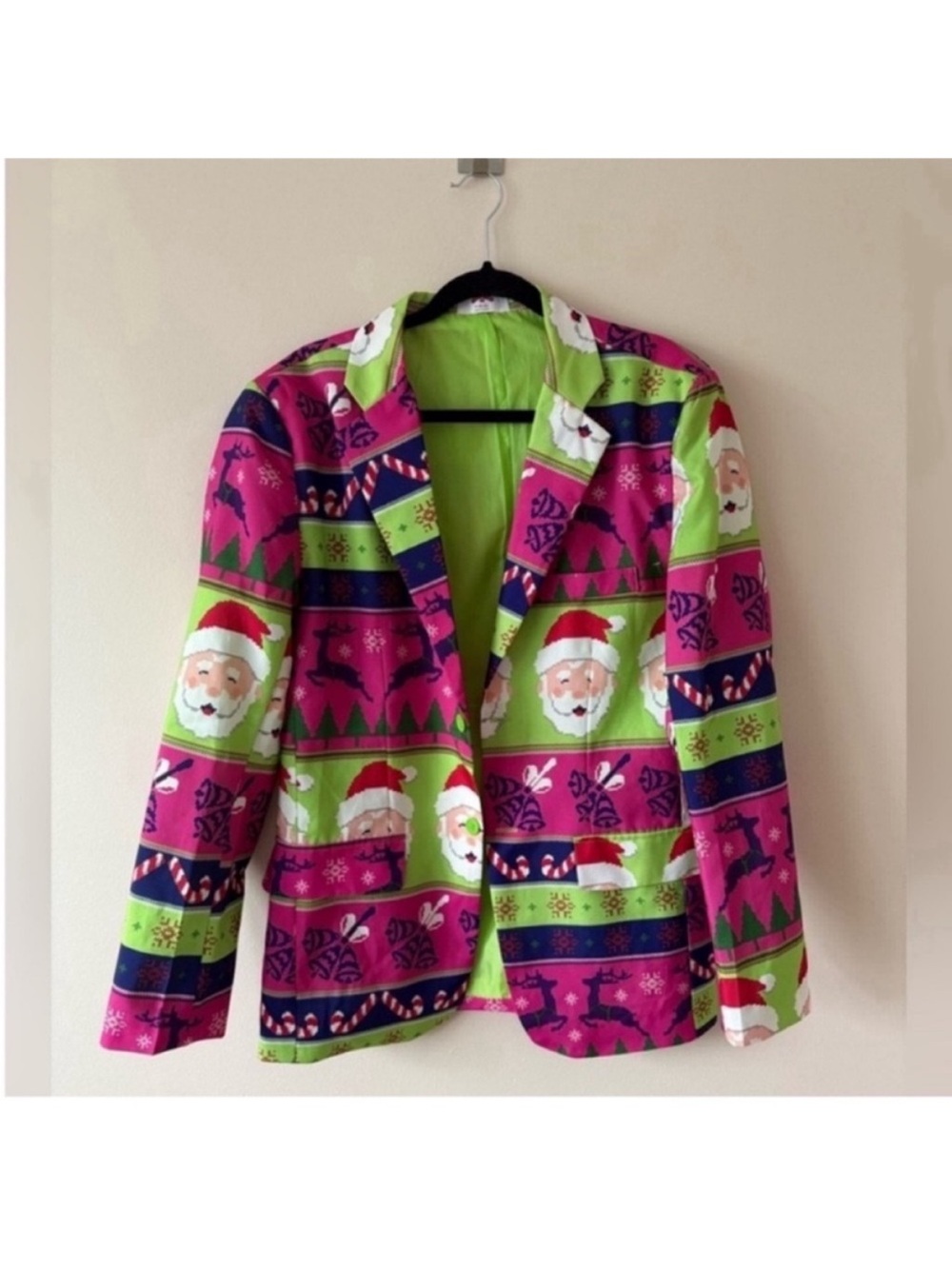 Suitmeister Pink & Green Santa Blazer M